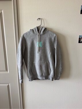 Dutch Bros Gray Hoodie with Teal Logo Patch
